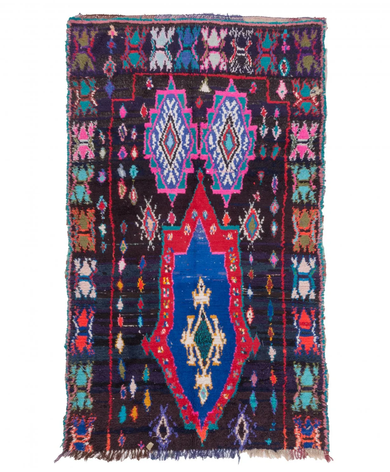 Marokkolainen Kilim matto Boucherouite 220 x 130 cm