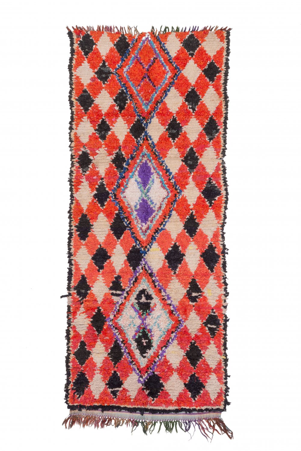 Marokkolainen Kilim matto Boucherouite 255 x 105 cm