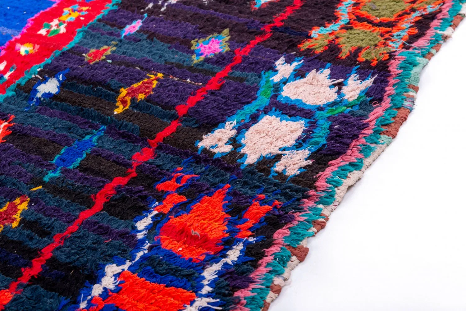 Marokkolainen Kilim matto Boucherouite 220 x 130 cm