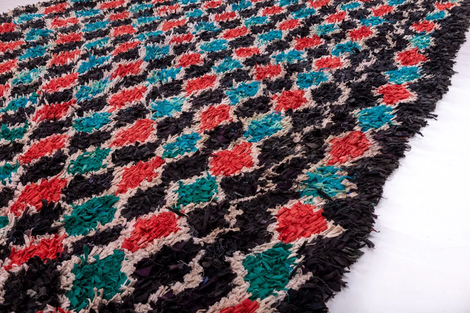 Marokkolainen Kilim matto Boucherouite 395 x 180 cm