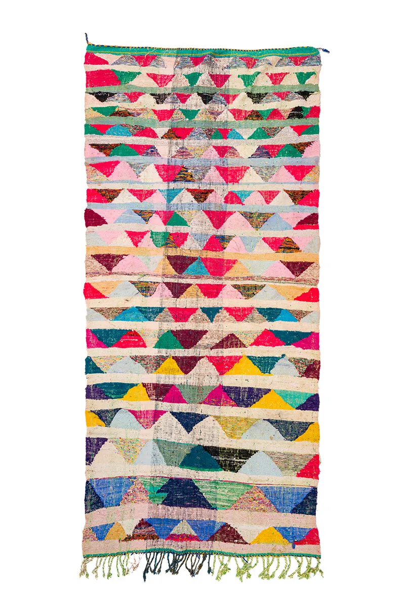 Marokkolainen Kilim matto Boucherouite 145 x 330 cm