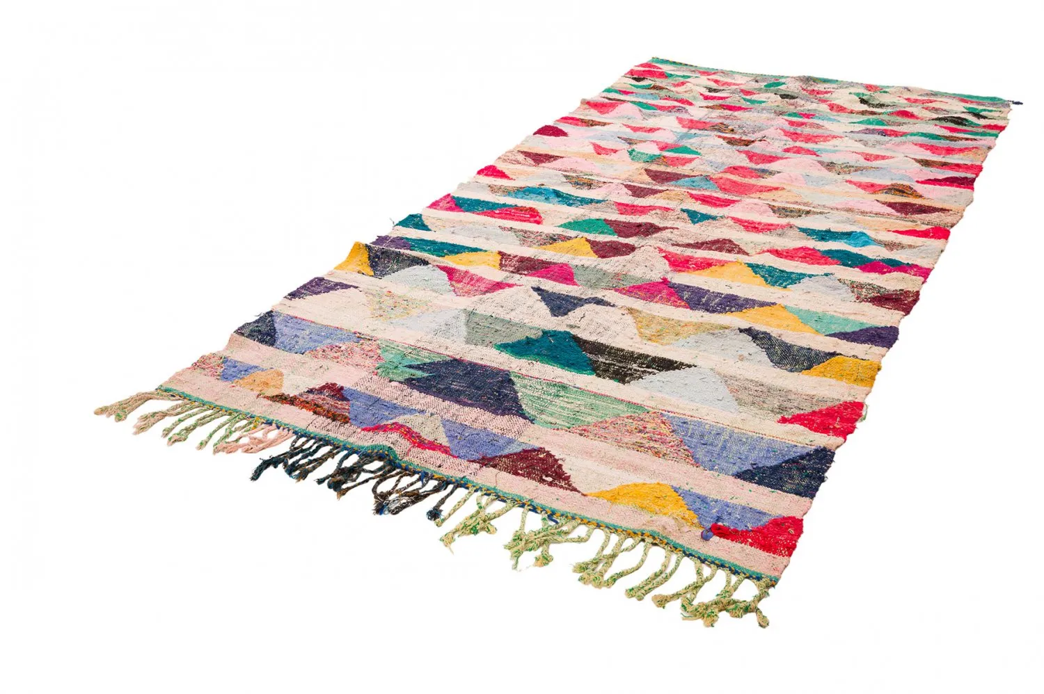 Marokkolainen Kilim matto Boucherouite 145 x 330 cm