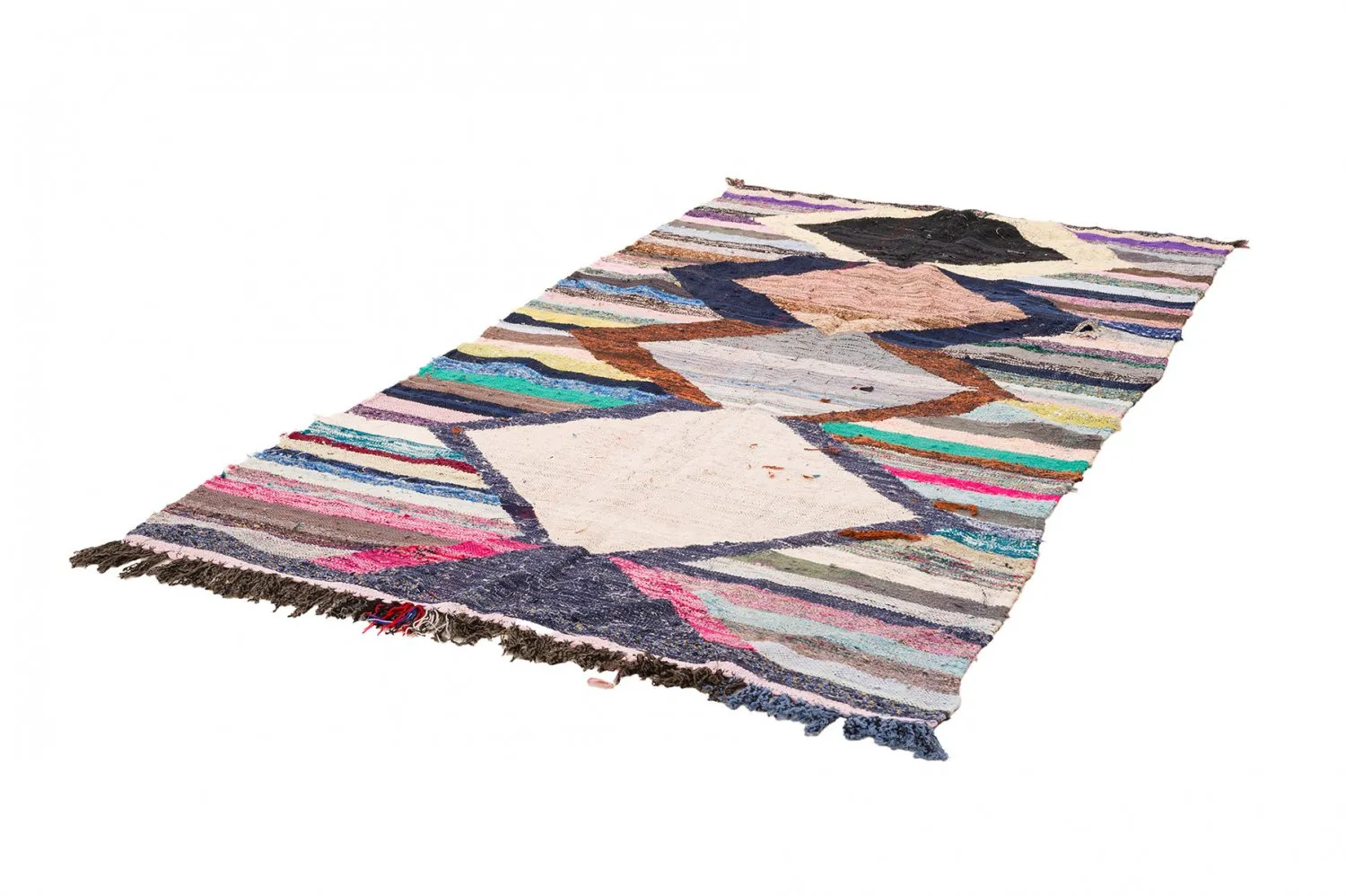 Marokkolainen Kilim matto Boucherouite 130 x 250 cm