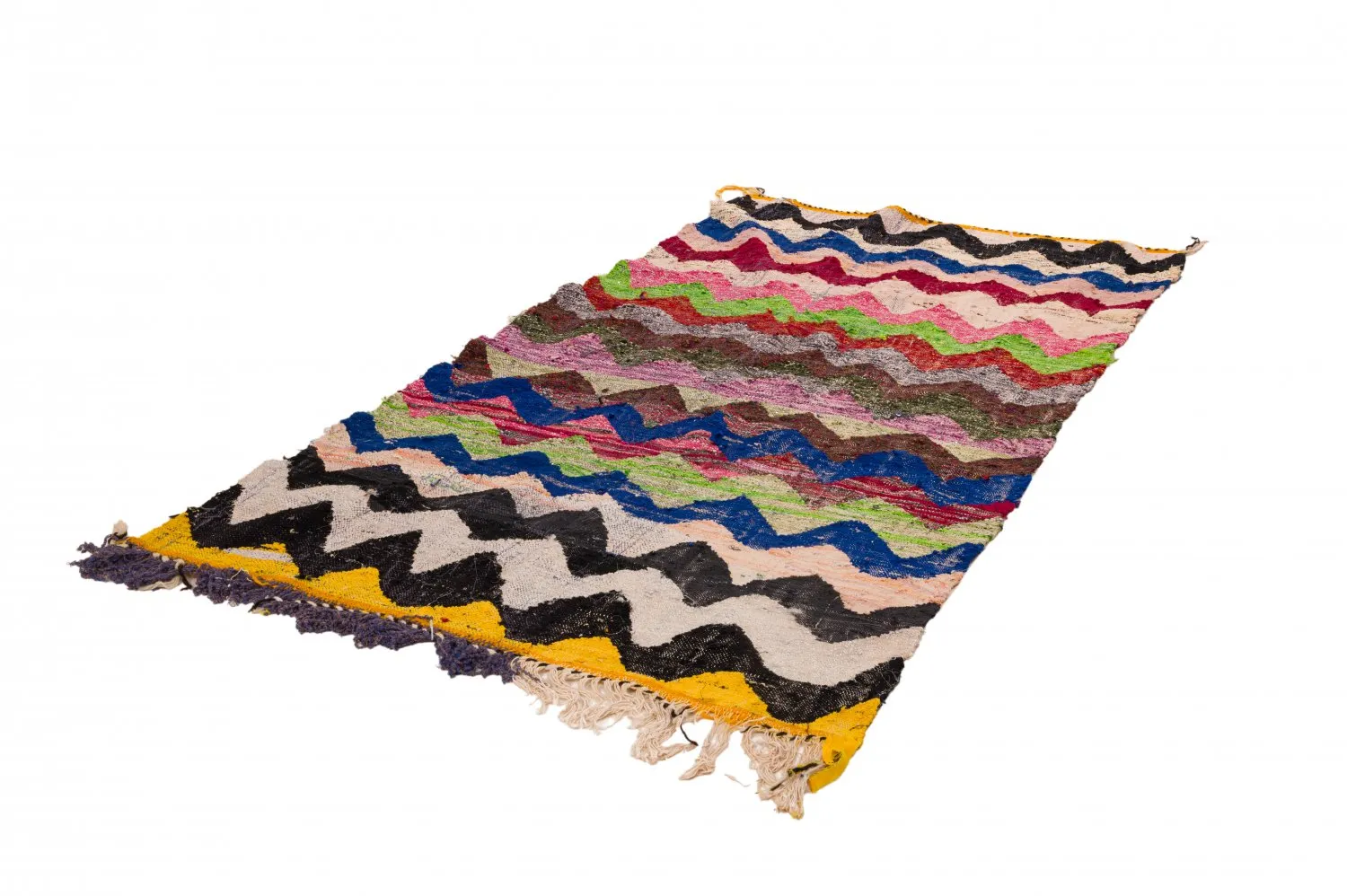 Marokkolainen Kilim matto Boucherouite 125 x 245 cm