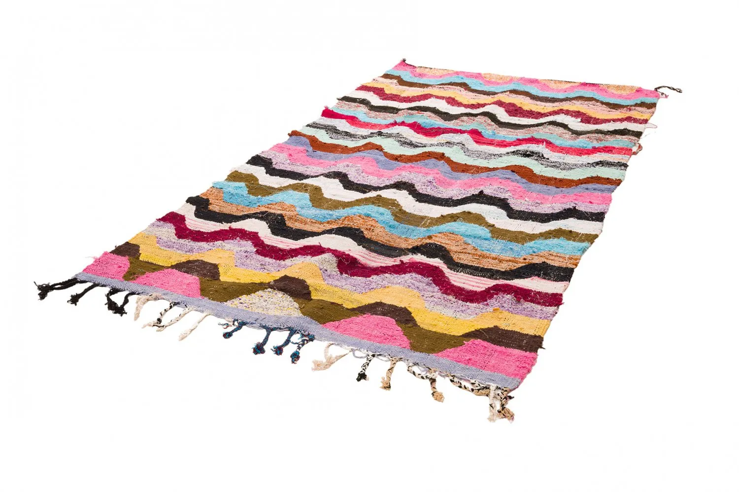 Marokkolainen Kilim matto Boucherouite 140 x 265 cm