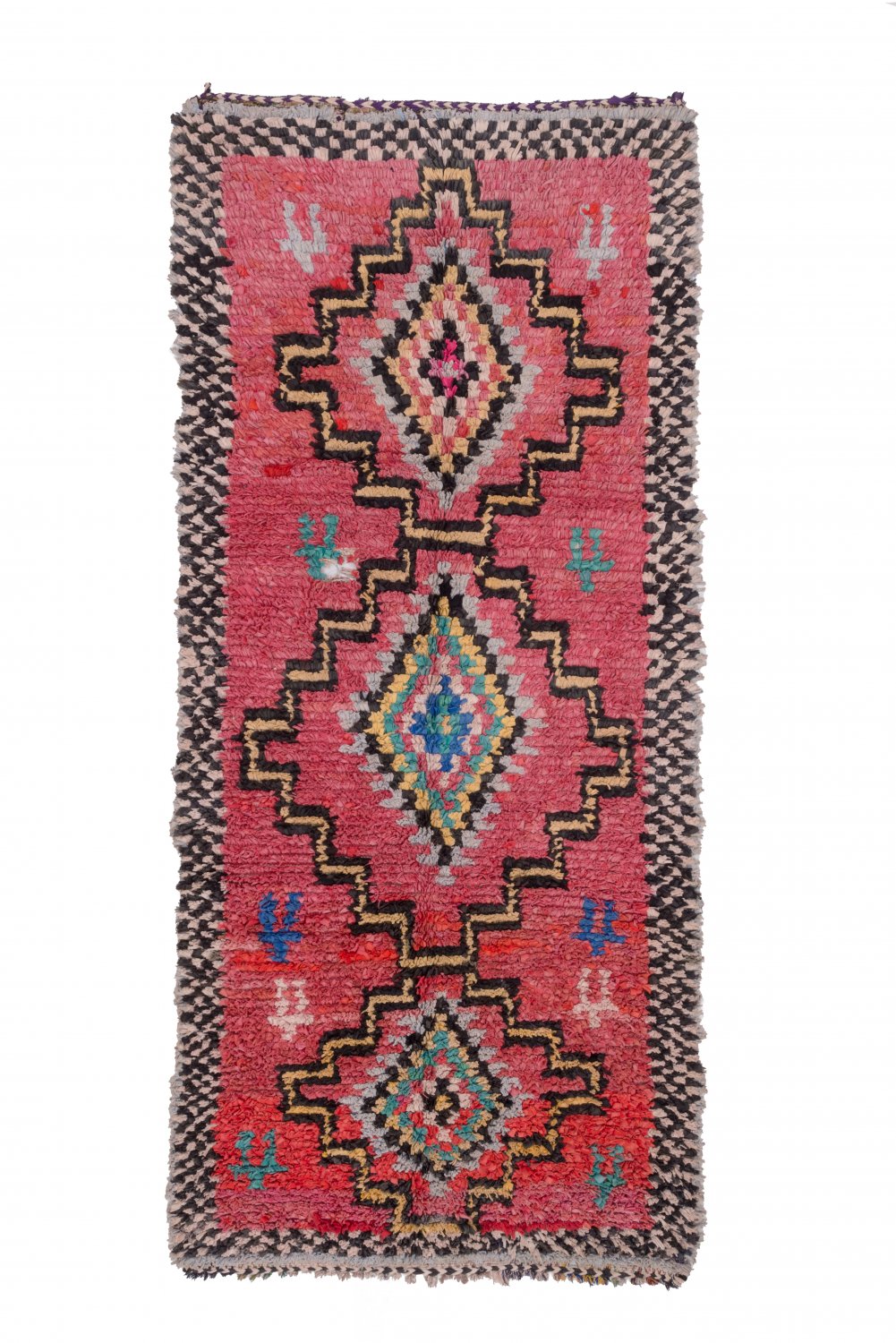 Marokkolainen Kilim matto Boucherouite 285 x 130 cm