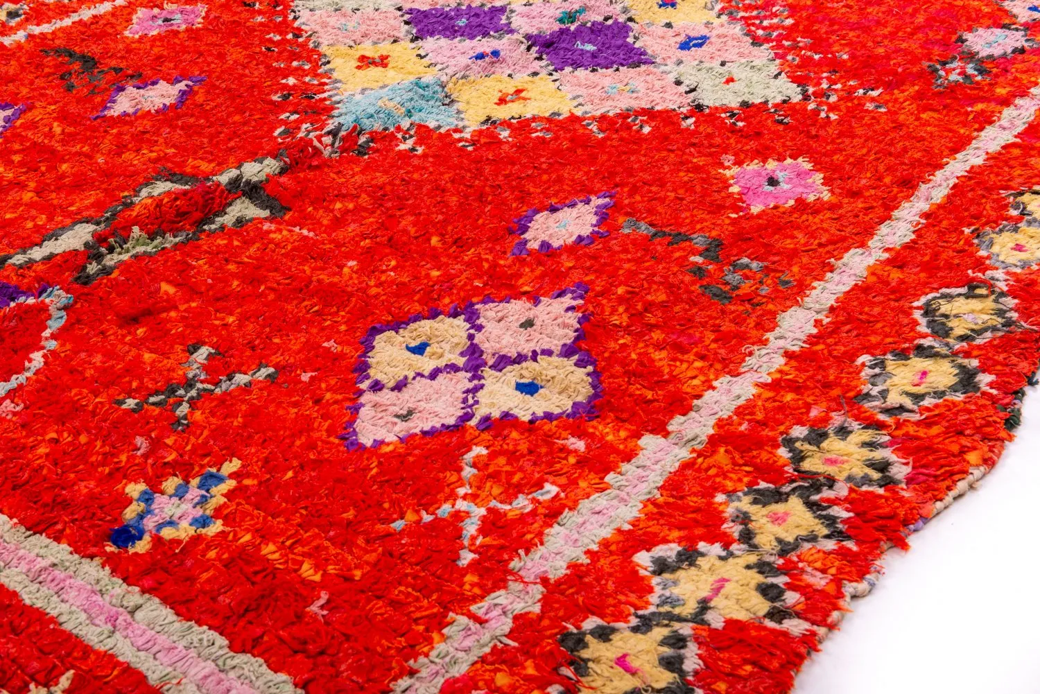 Marokkolainen Kilim matto Boucherouite 340 x 155 cm