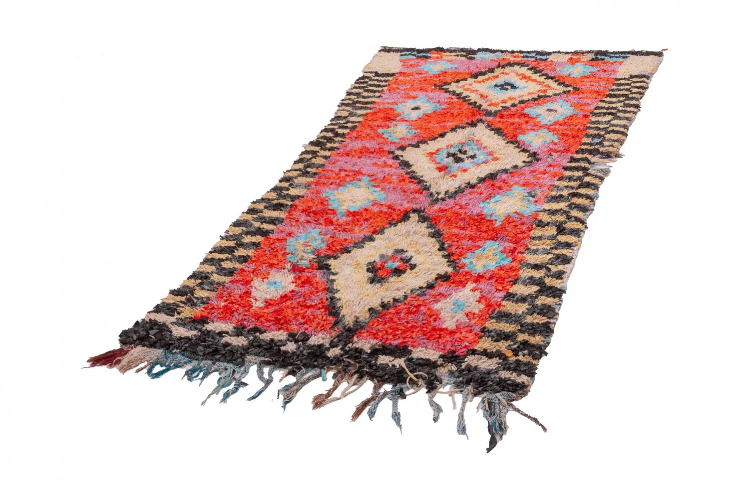 Marokkolainen Kilim matto Boucherouite 235 x 105 cm