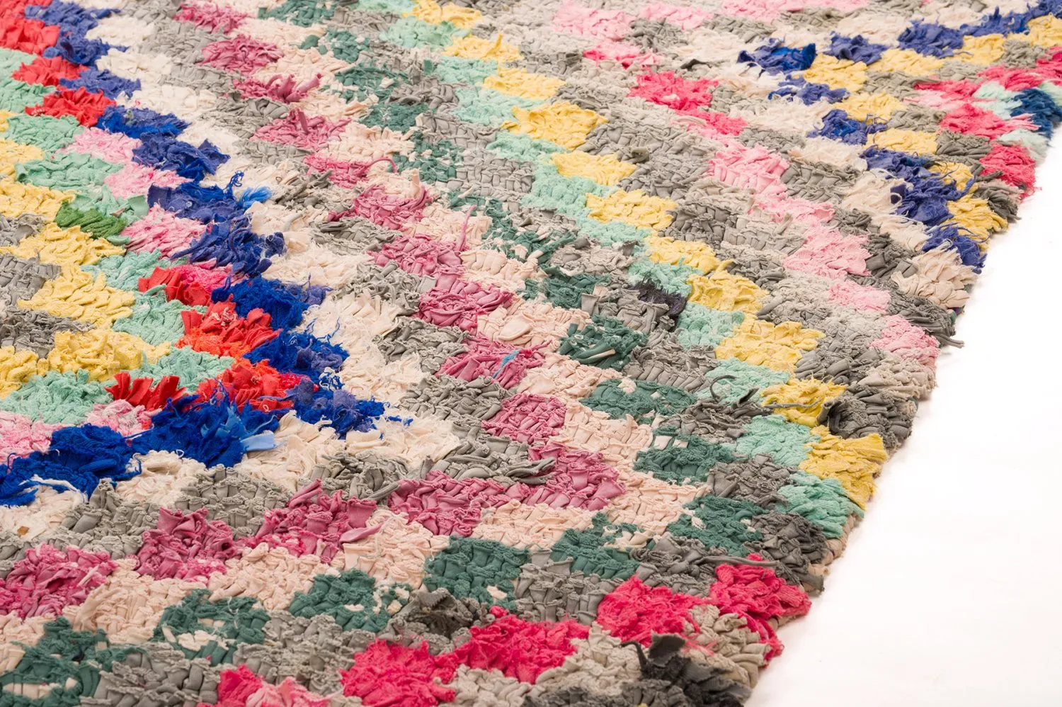 Marokkolainen Kilim matto Boucherouite 145 x 365 cm