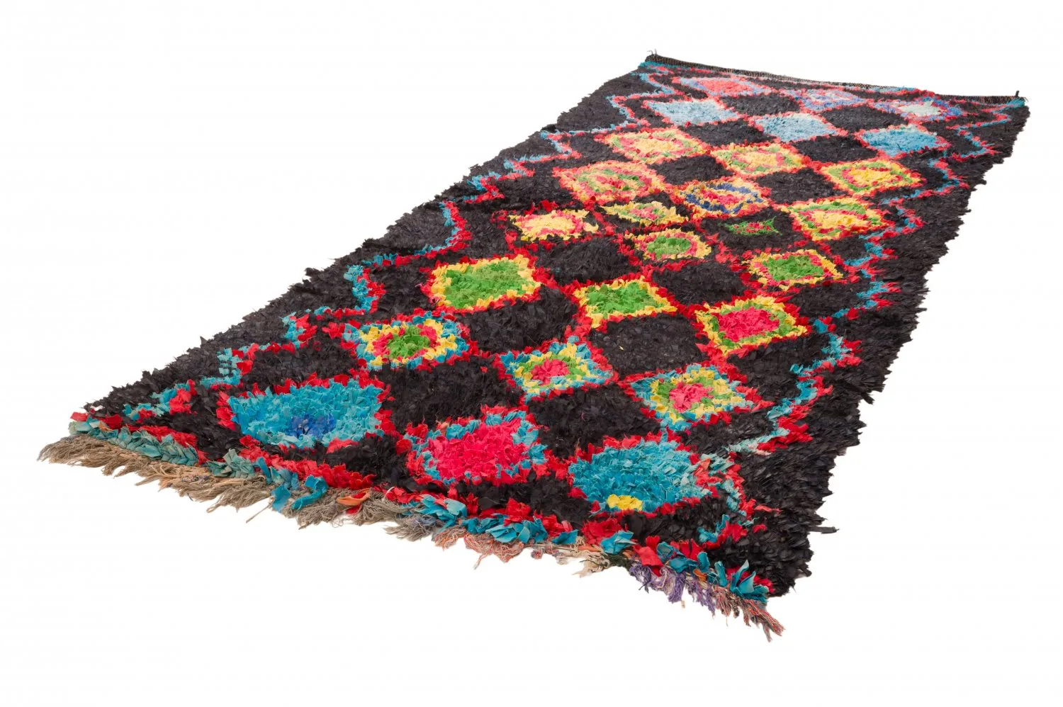 Marokkolainen Kilim matto Boucherouite 120 x 285 cm