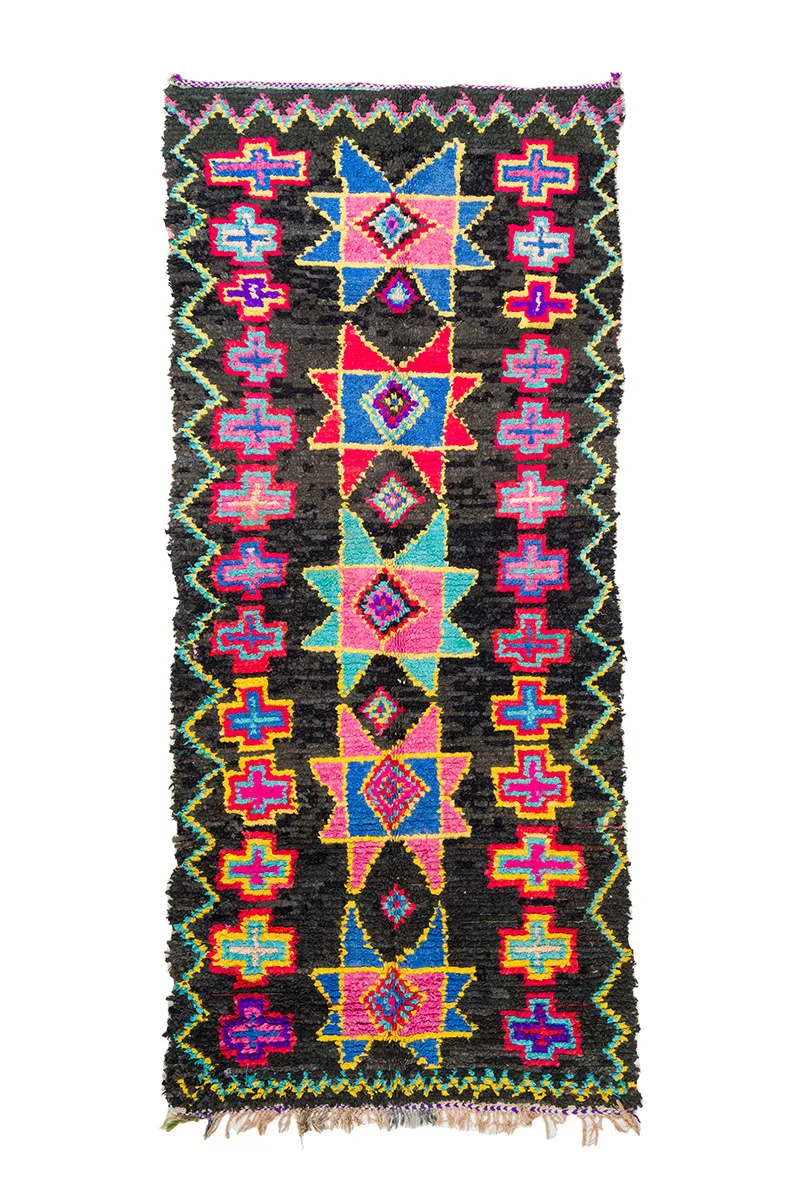 Marokkolainen Kilim matto Boucherouite 135 x 315 cm