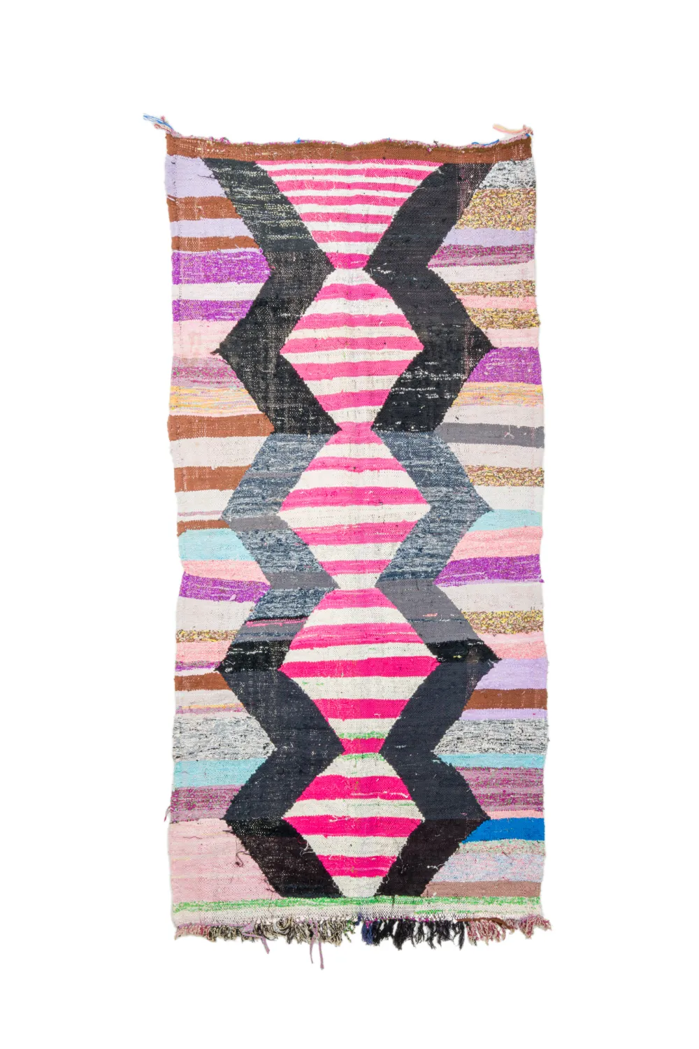Marokkolainen Kilim matto Boucherouite 130 x 265 cm