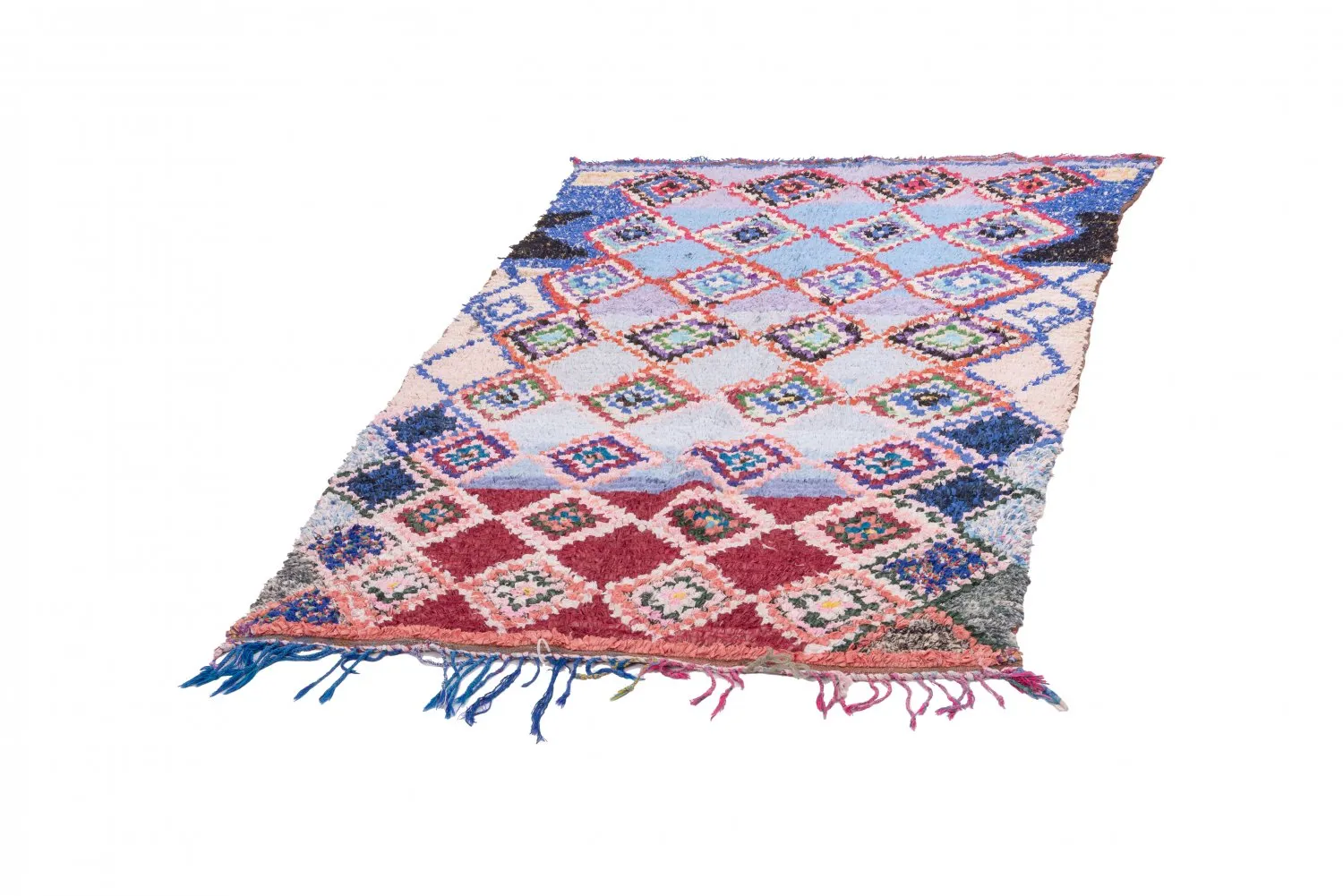 Marokkolainen Kilim matto Boucherouite 210 x 125 cm