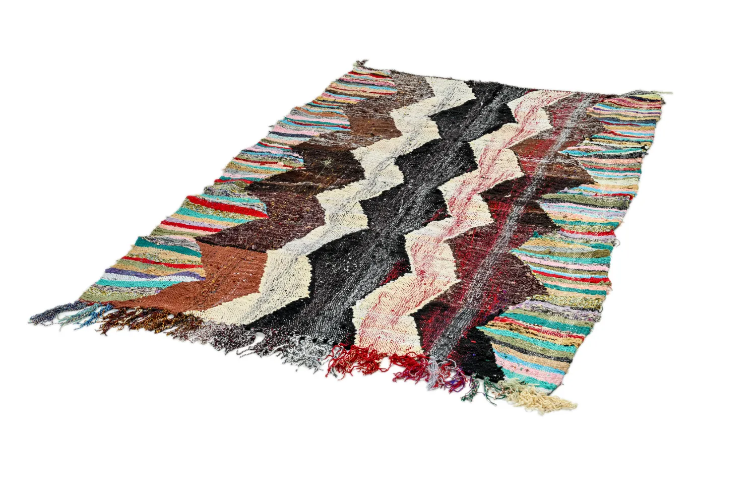 Marokkolainen Kilim matto Boucherouite 140 x 230 cm
