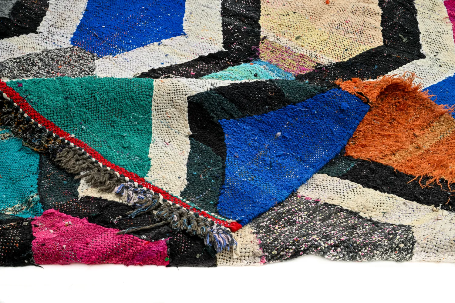 Marokkolainen Kilim matto Boucherouite 140 x 290 cm