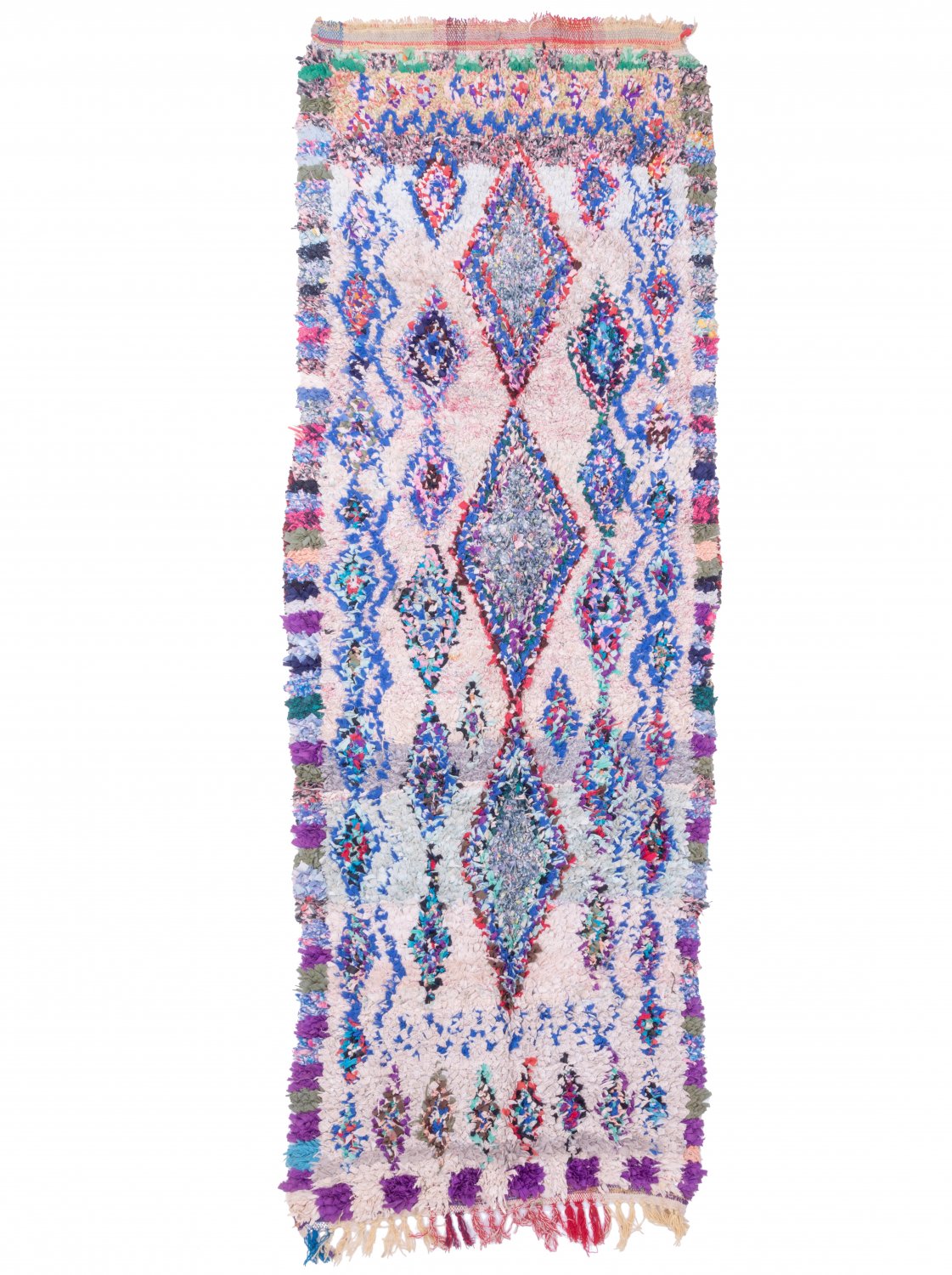 Marokkolainen Kilim matto Boucherouite 250 x 90 cm