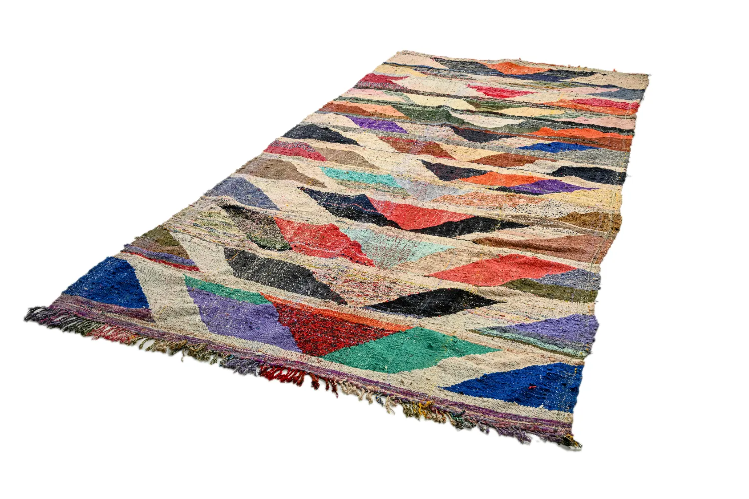 Marokkolainen Kilim matto Boucherouite 165 x 350 cm
