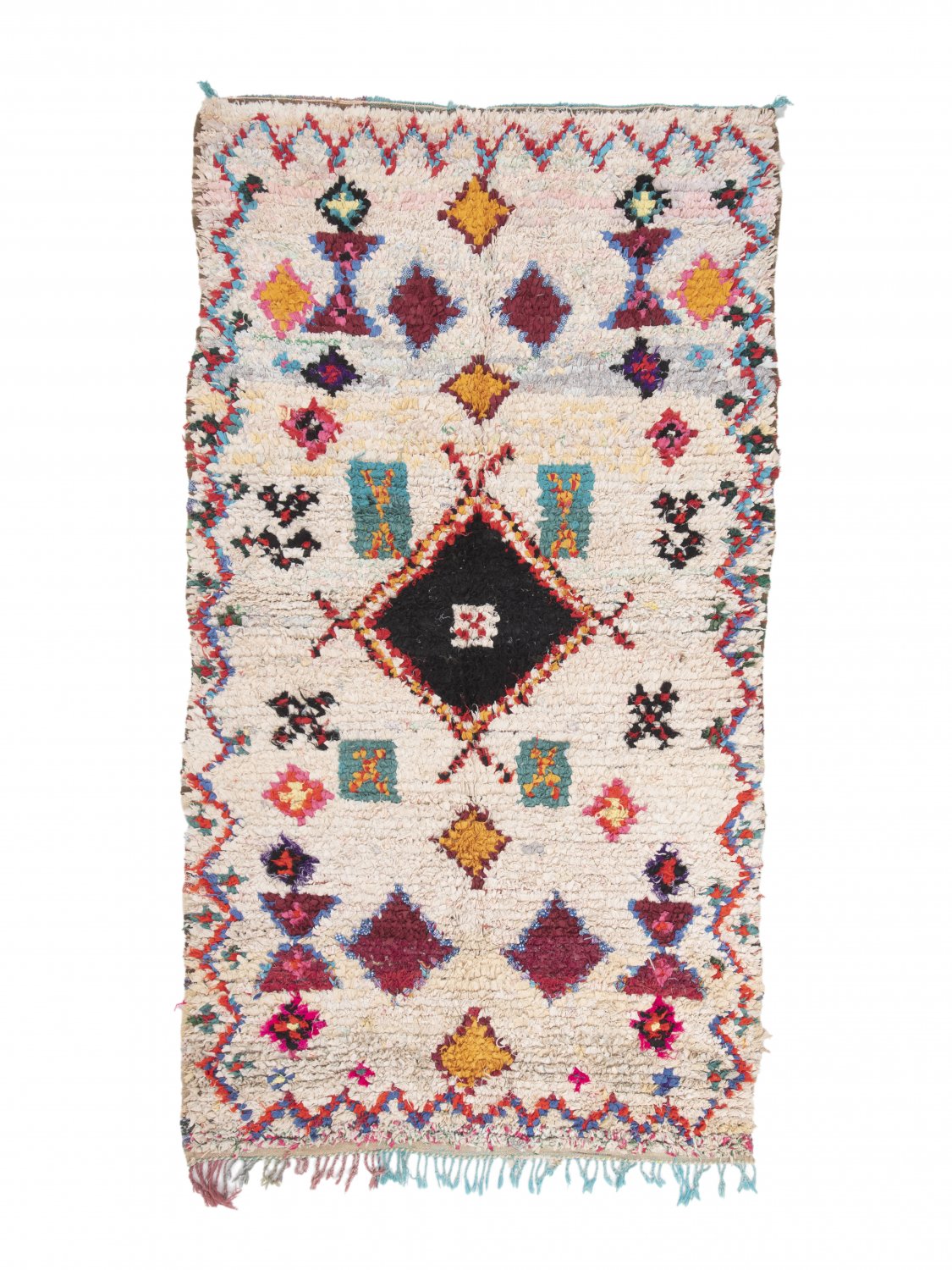 Marokkolainen Kilim matto Boucherouite 260 x 140 cm