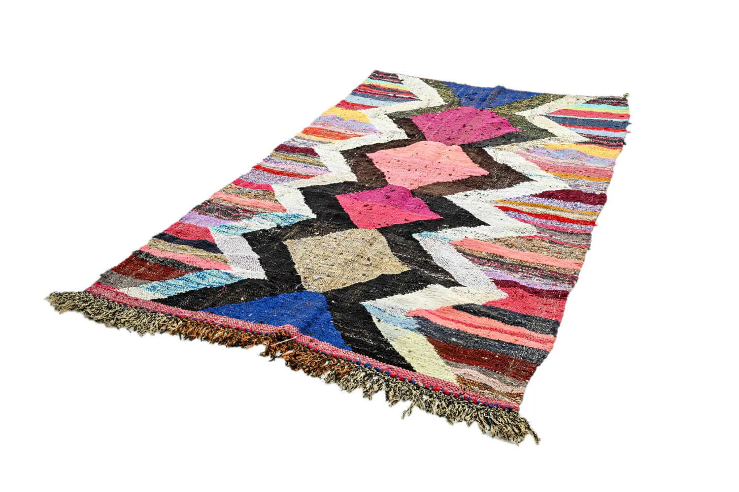 Marokkolainen Kilim matto Boucherouite 140 x 245 cm