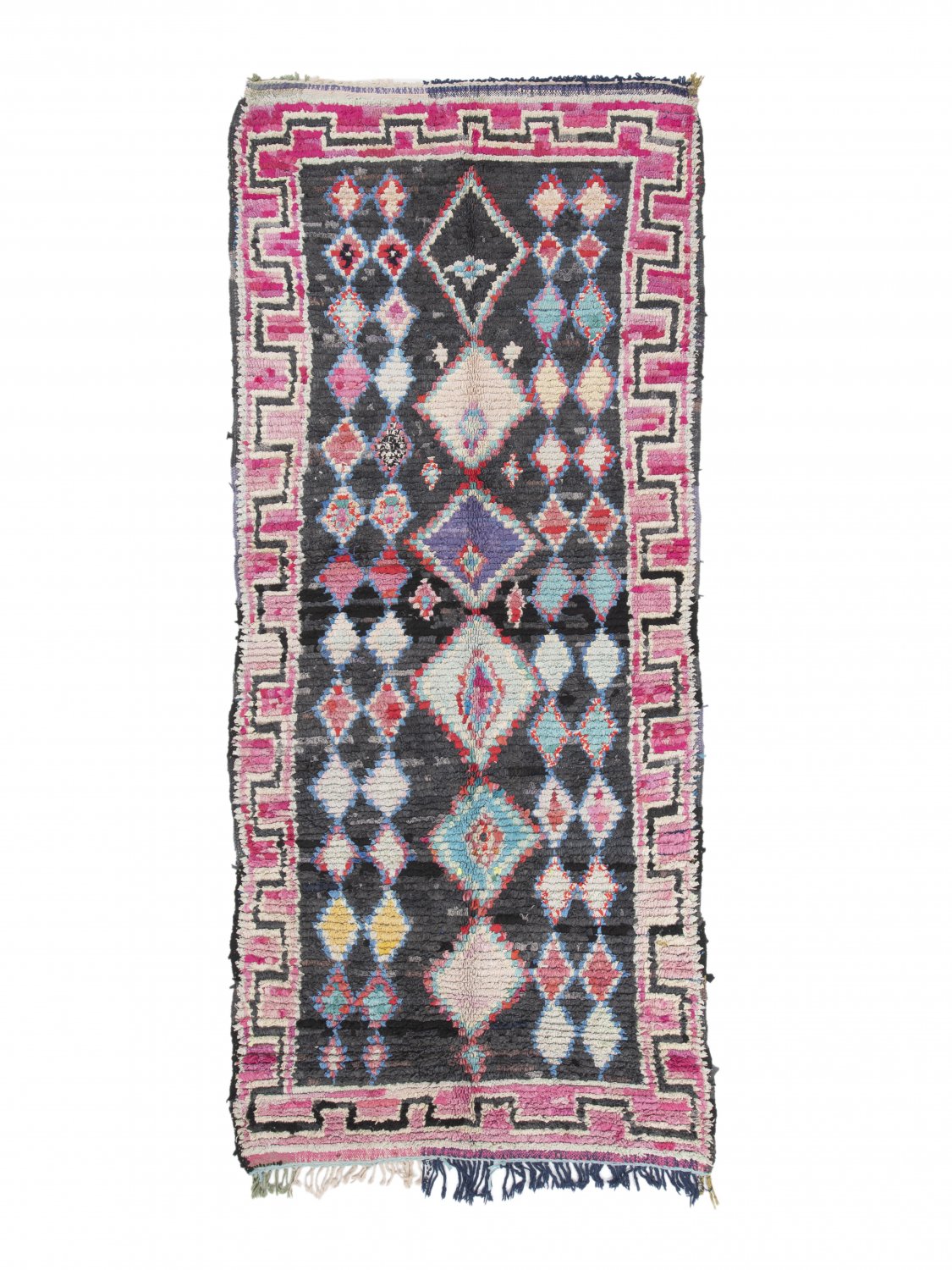 Marokkolainen Kilim matto Boucherouite 310 x 130 cm