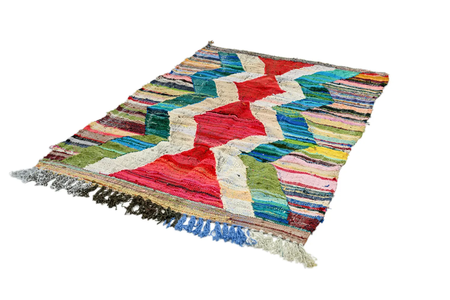 Marokkolainen Kilim matto Boucherouite 130 x 205 cm