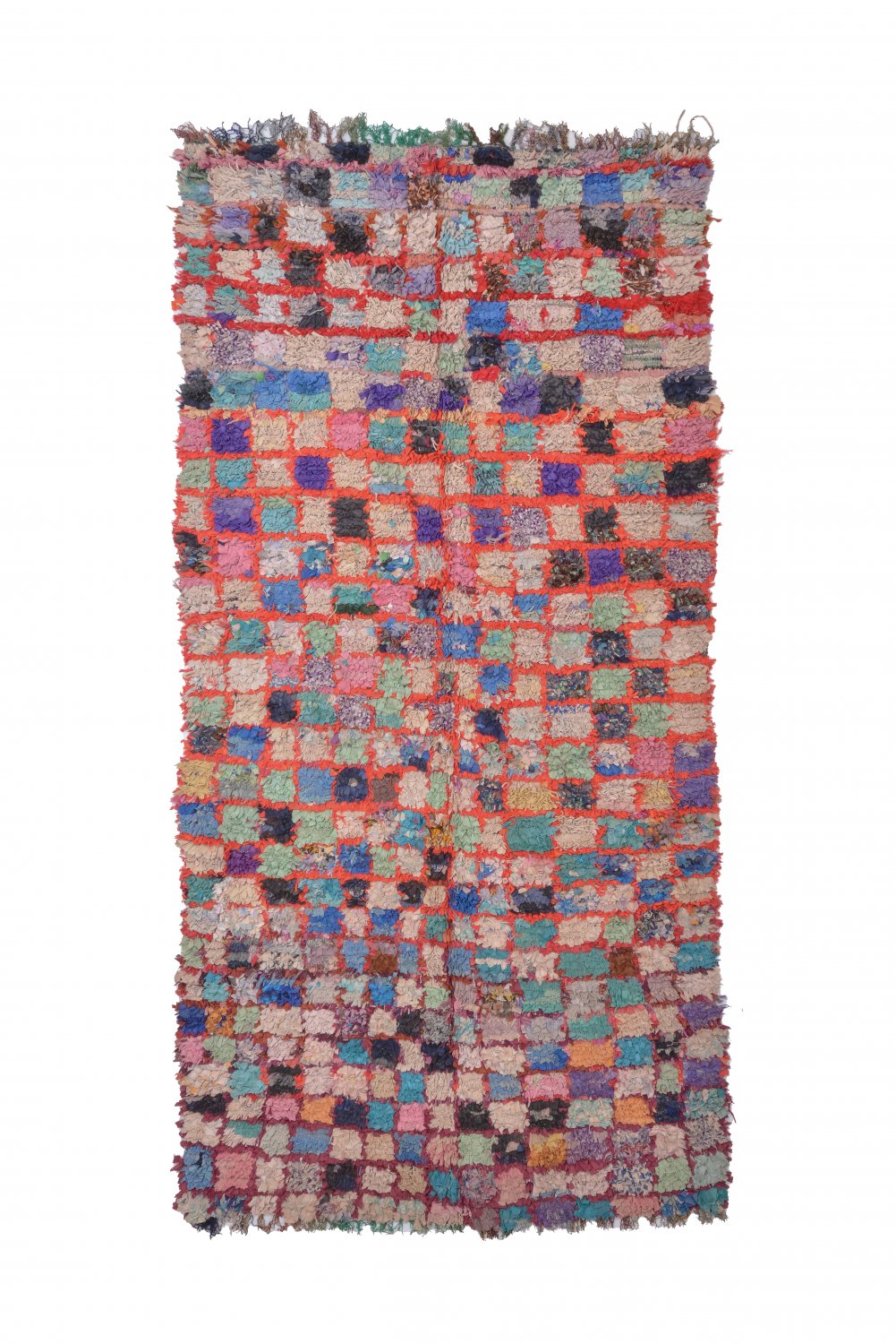 Marokkolainen Kilim matto Boucherouite 255 x 125 cm