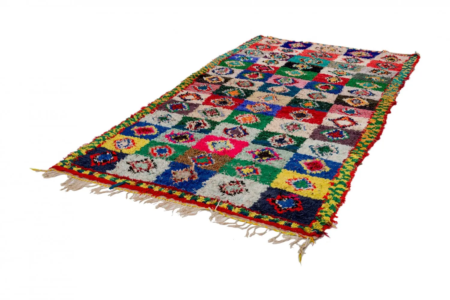 Marokkolainen Kilim matto Boucherouite 290 x 145 cm