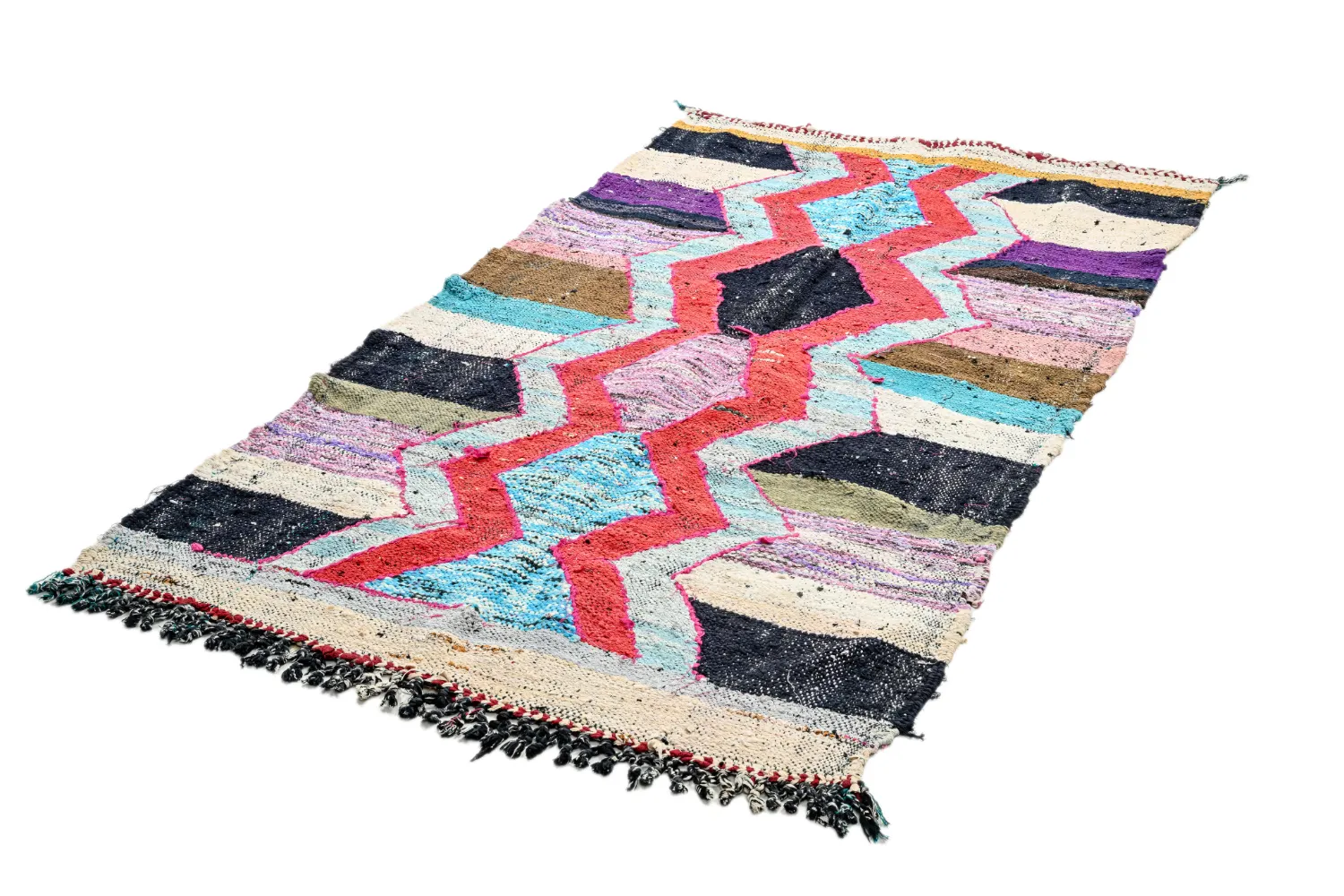 Marokkolainen Kilim matto Boucherouite 115 x 220 cm