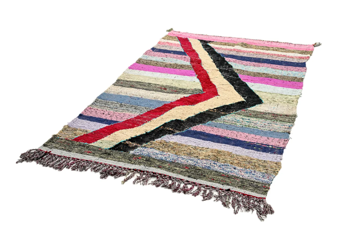 Marokkolainen Kilim matto Boucherouite 130 x 225 cm