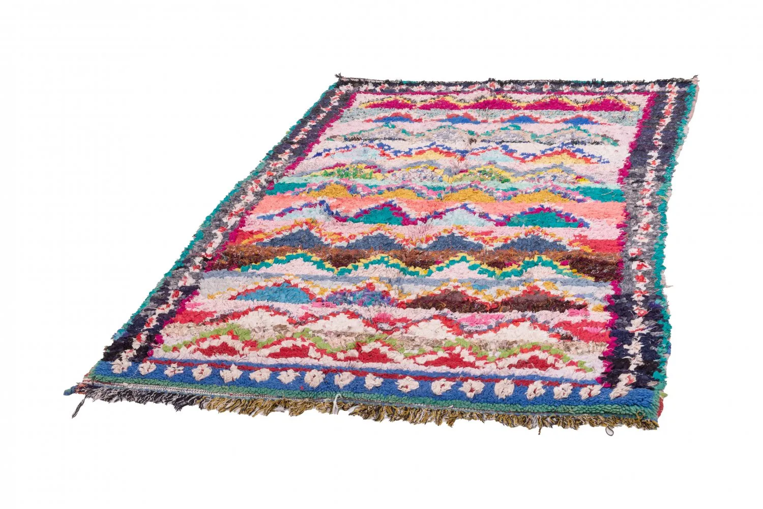 Marokkolainen Kilim matto Boucherouite 195 x 135 cm