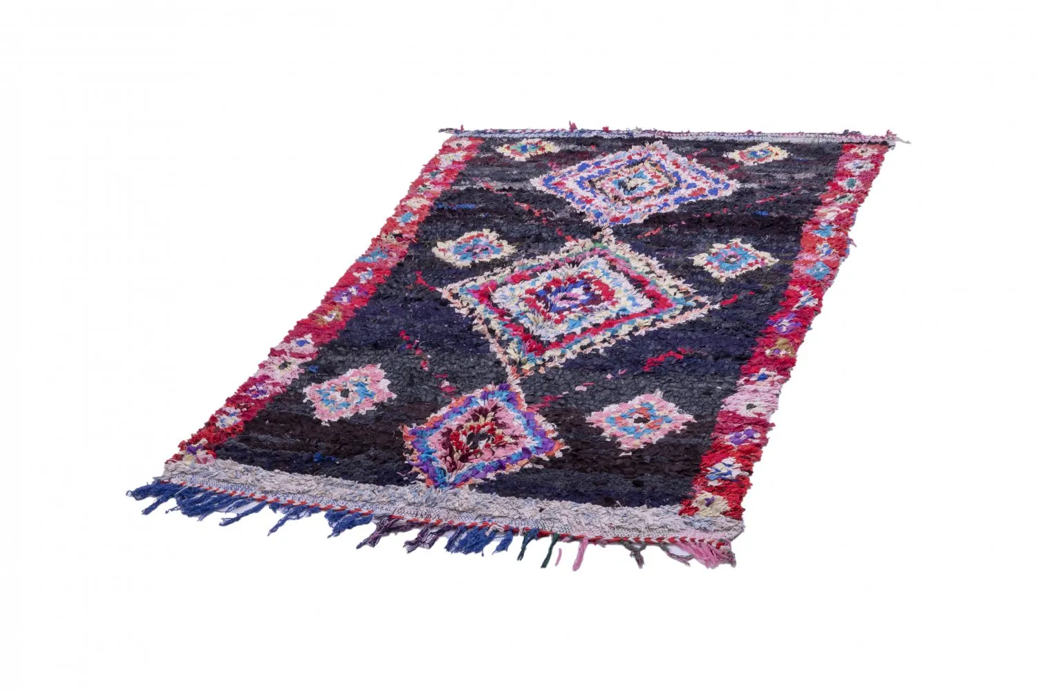 Marokkolainen Kilim matto Boucherouite 220 x 130 cm