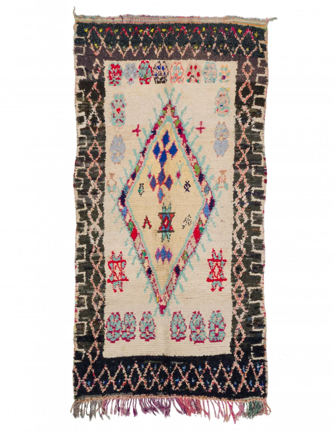 Marokkolainen Kilim matto Boucherouite 270 x 130 cm
