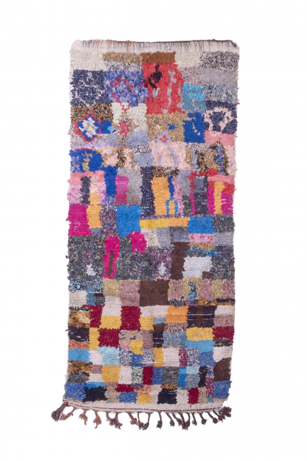Marokkolainen Kilim matto Boucherouite 255 x 115 cm