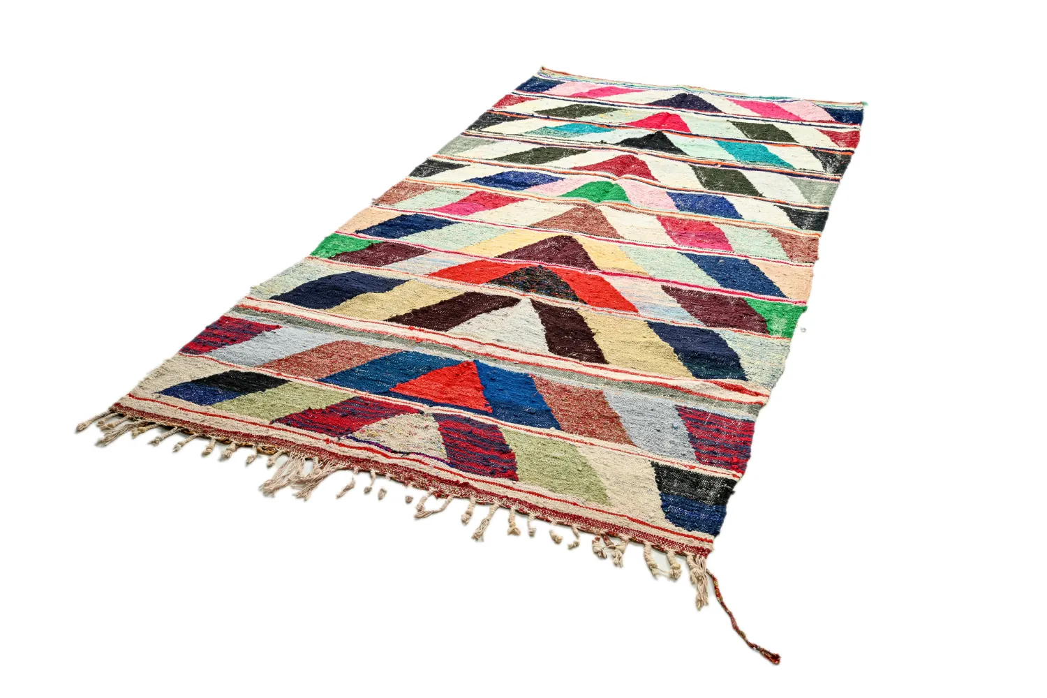 Marokkolainen Kilim matto Boucherouite 145 x 280 cm