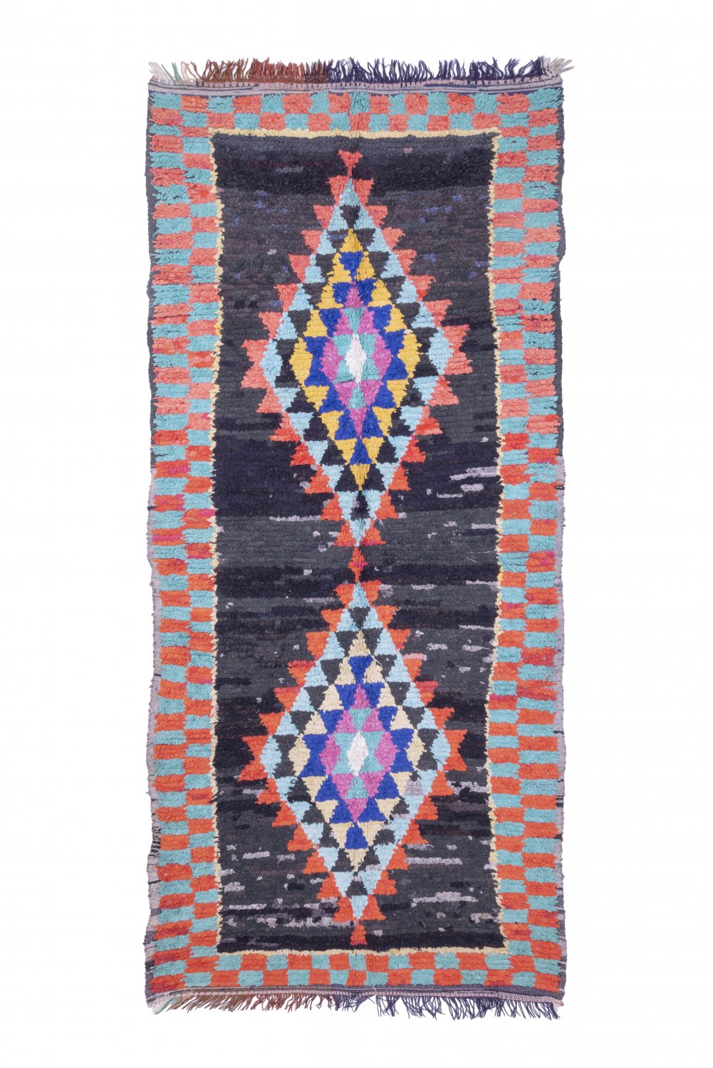 Marokkolainen Kilim matto Boucherouite 275 x 125 cm