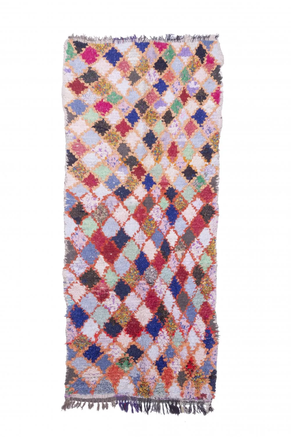 Marokkolainen Kilim matto Boucherouite 245 x 105 cm