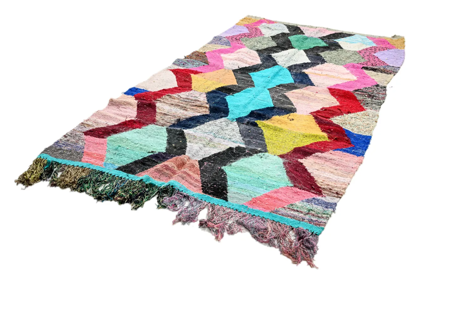 Marokkolainen Kilim matto Boucherouite 140 x 260 cm