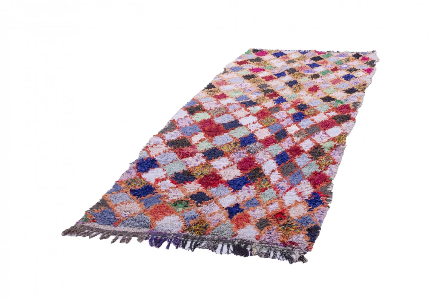 Marokkolainen Kilim matto Boucherouite 245 x 105 cm