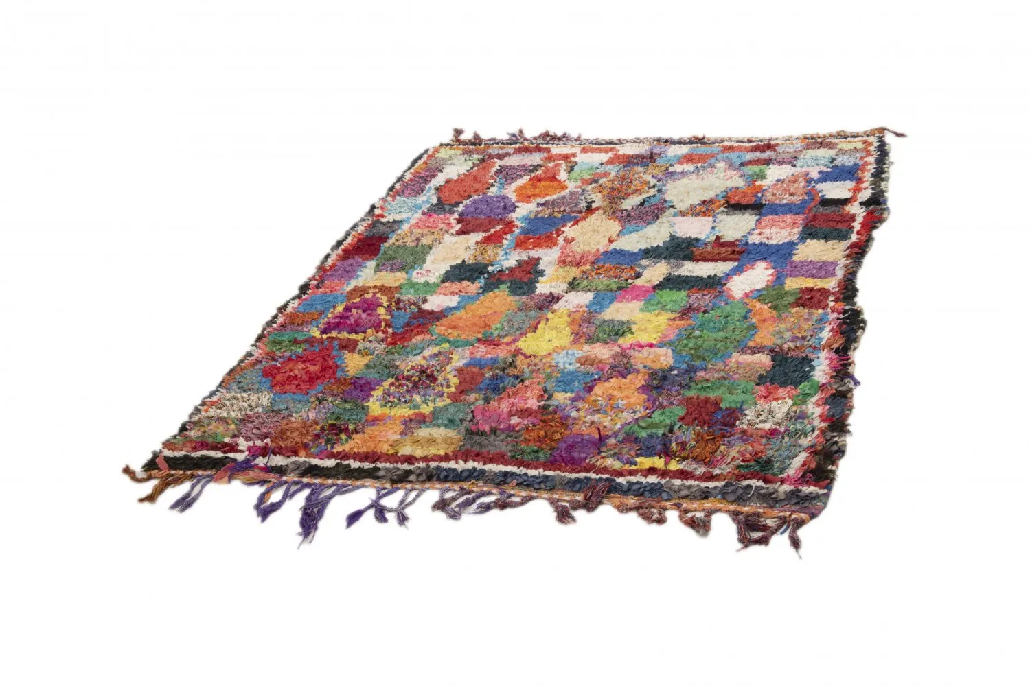 Marokkolainen Kilim matto Boucherouite 210 x 150 cm