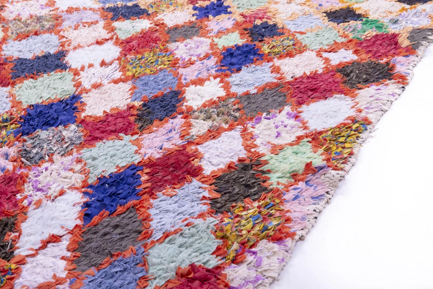 Marokkolainen Kilim matto Boucherouite 245 x 105 cm