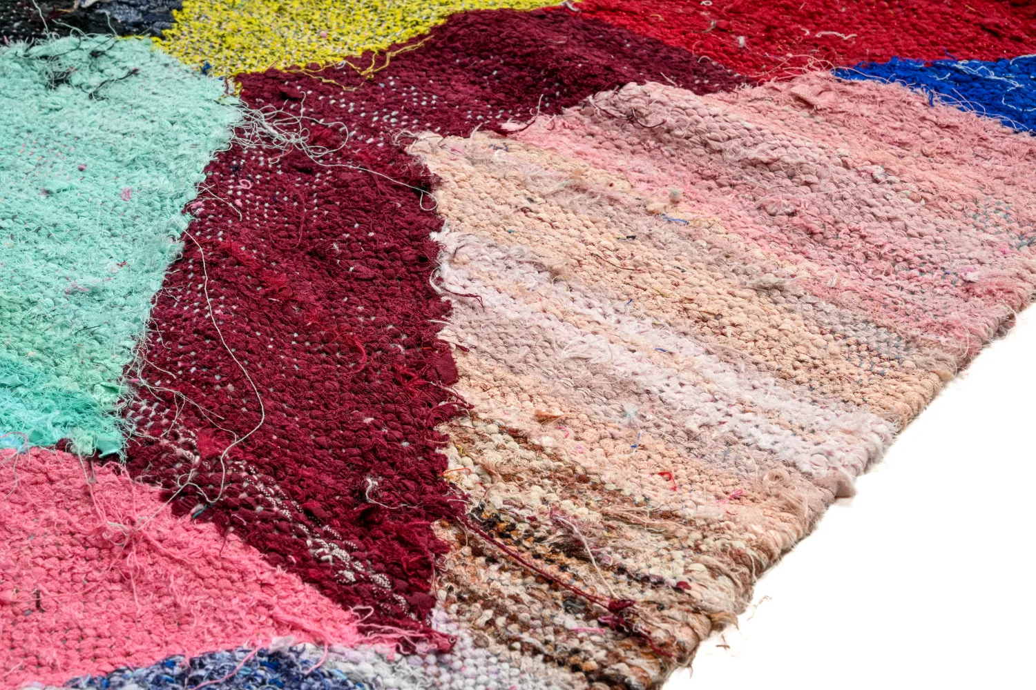 Marokkolainen Kilim matto Boucherouite 140 x 260 cm