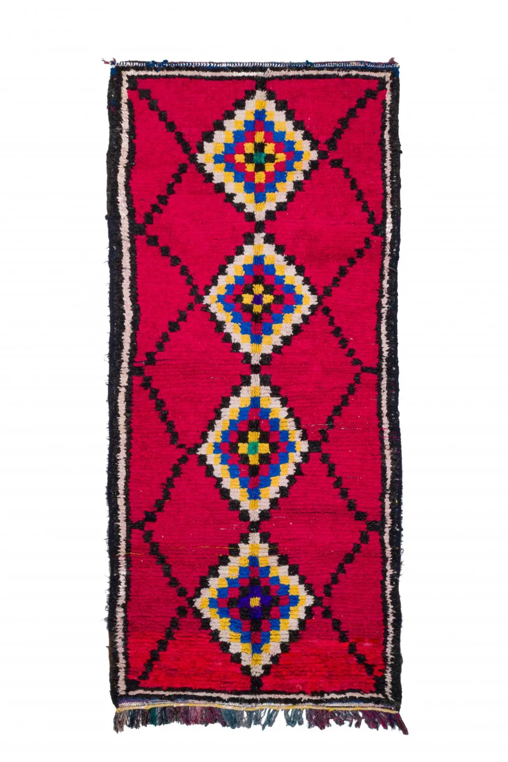 Marokkolainen Kilim matto Boucherouite 310 x 145 cm