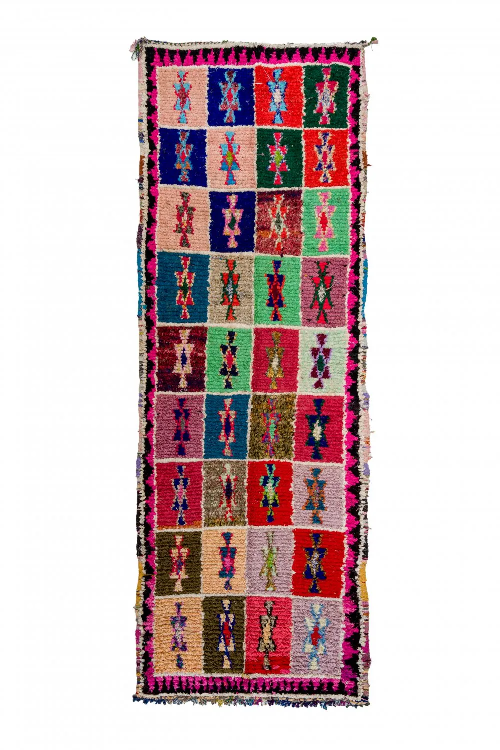 Marokkolainen Kilim matto Boucherouite 360 x 130 cm