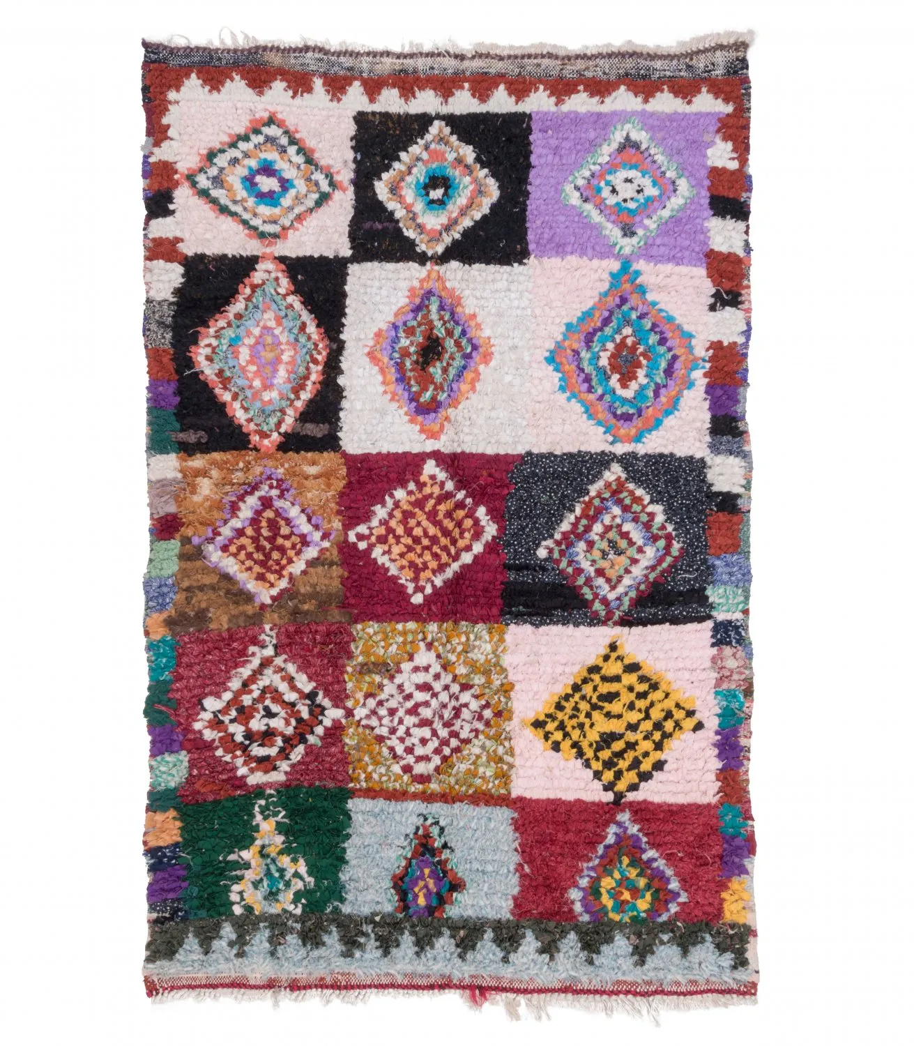 Marokkolainen Kilim matto Boucherouite 205 x 120 cm