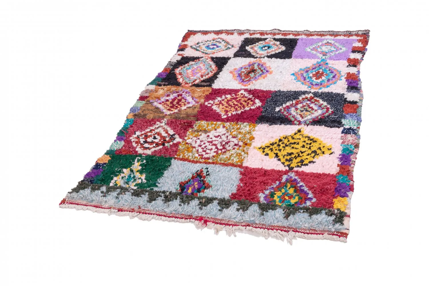 Marokkolainen Kilim matto Boucherouite 205 x 120 cm