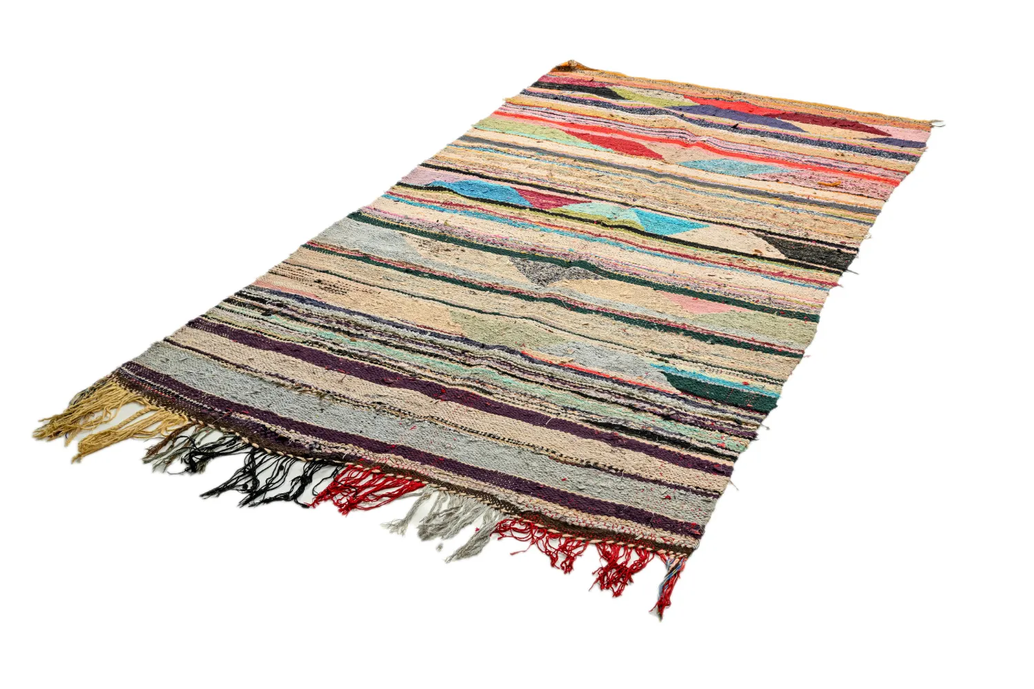 Marokkolainen Kilim matto Boucherouite 120 x 245 cm