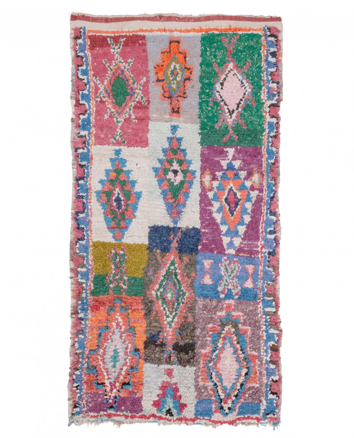 Marokkolainen Kilim matto Boucherouite 225 x 115 cm