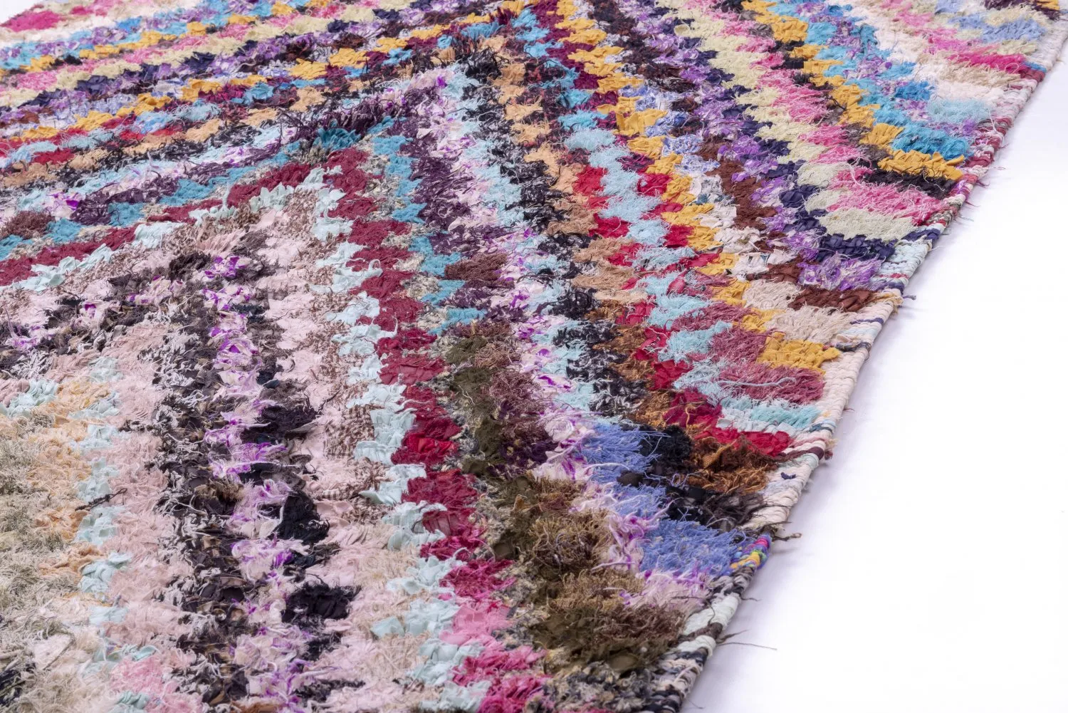 Marokkolainen Kilim matto Boucherouite 220 x 125 cm