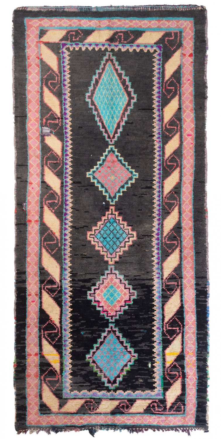 Marokkolainen Kilim matto Boucherouite 370 x 170 cm