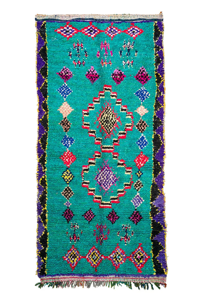 Marokkolainen Kilim matto Boucherouite 155 x 335 cm